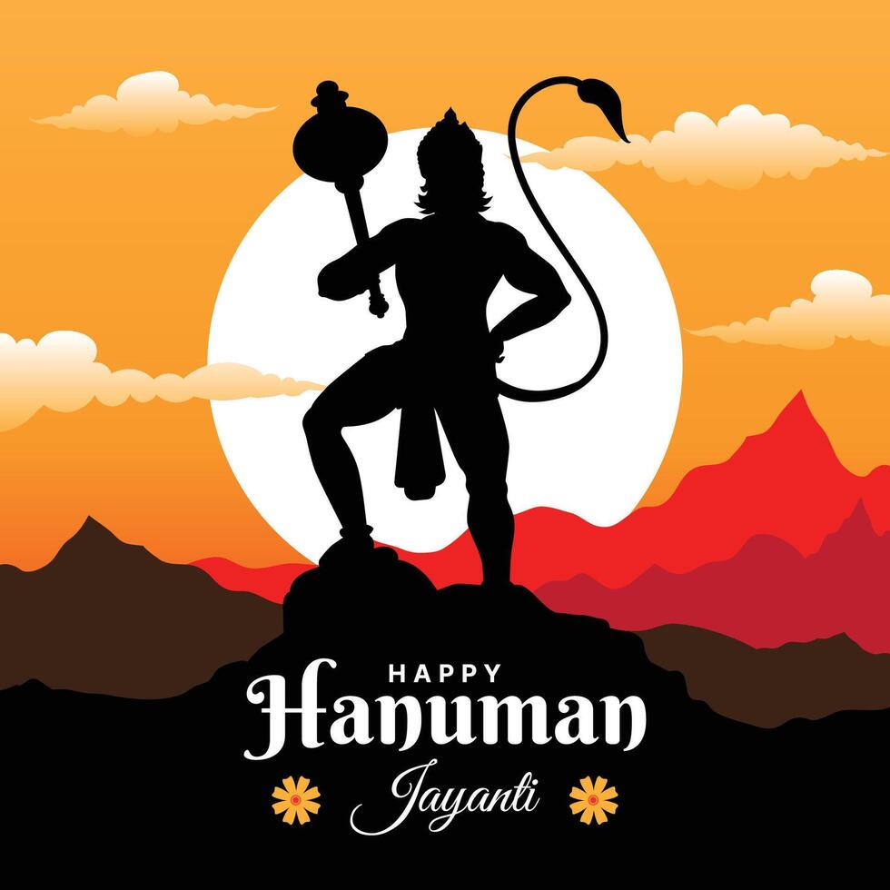 Happy Hanuman Jayanti festival, celebration of the birth of Lord Hanuman, greeting card post vector