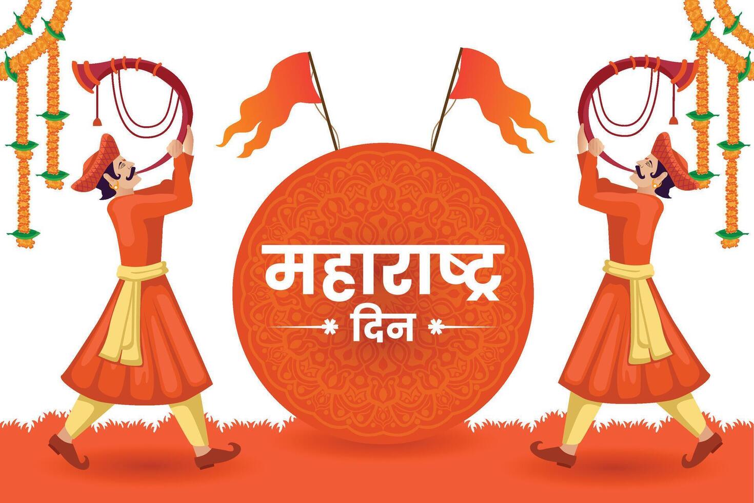 maharshtra día celebracion con maharshtra mapa y marathi cultura saludo tarjeta bandera vector
