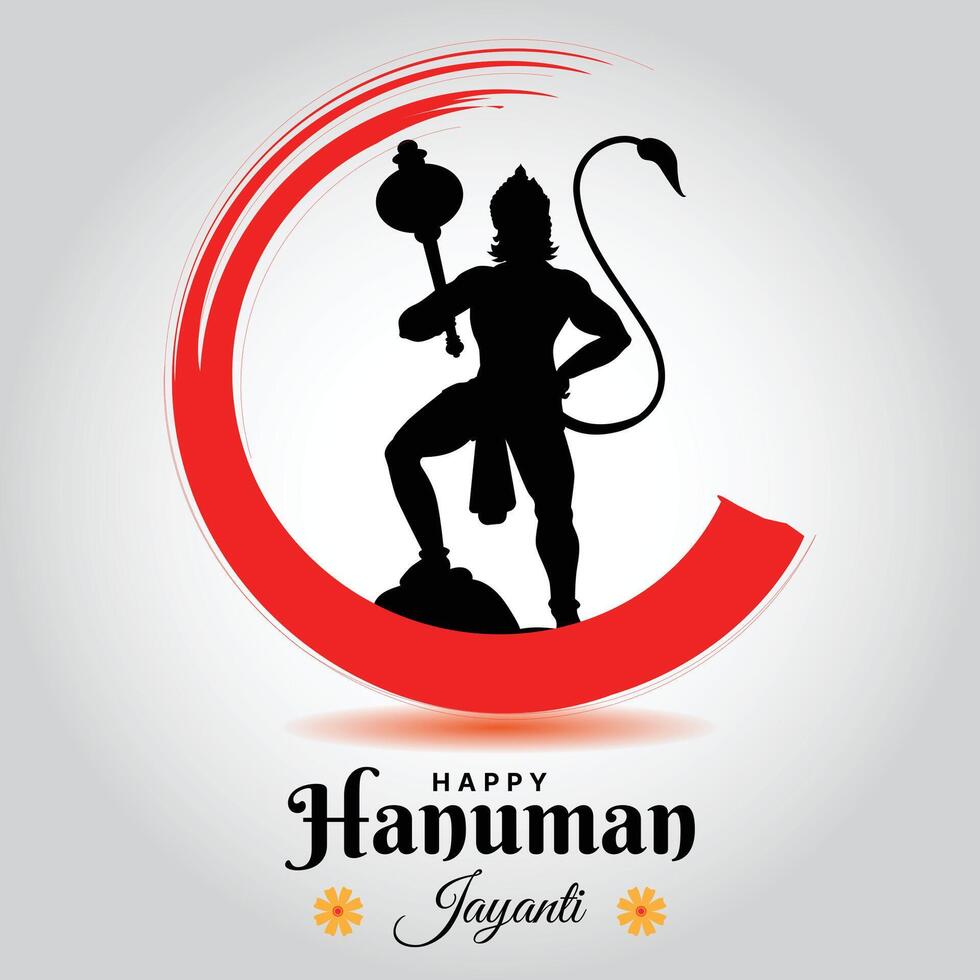 Happy Hanuman Jayanti festival, celebration of the birth of Lord Hanuman, greeting card post vector