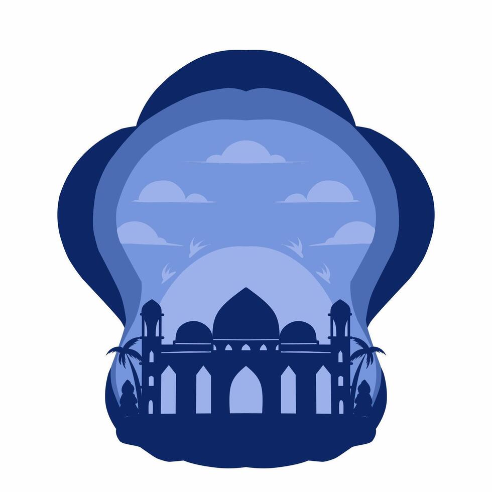 mosque silhouette set vector Ramadhan kareem