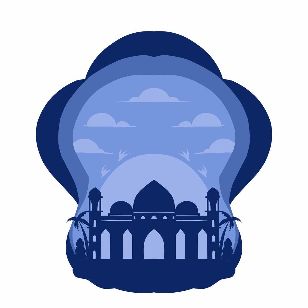 mosque silhouette set vector Ramadhan kareem