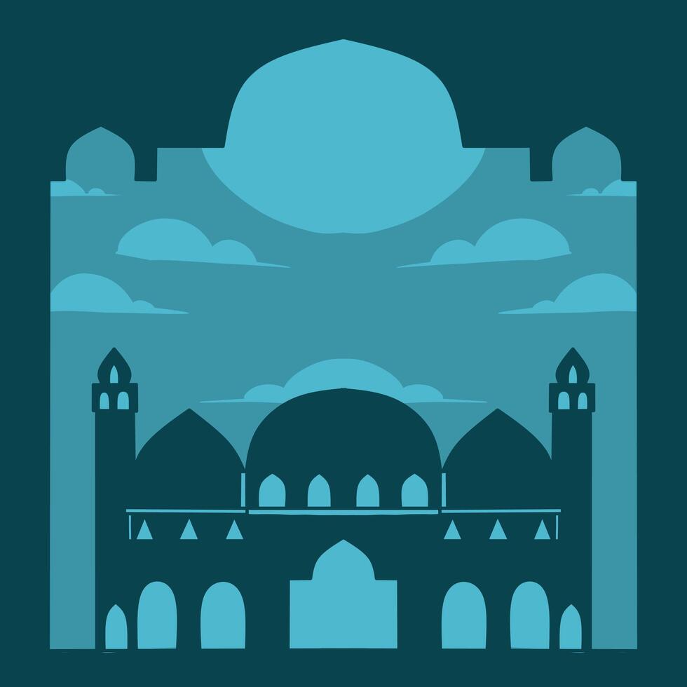 mezquita silueta conjunto vector ramadhan kareem