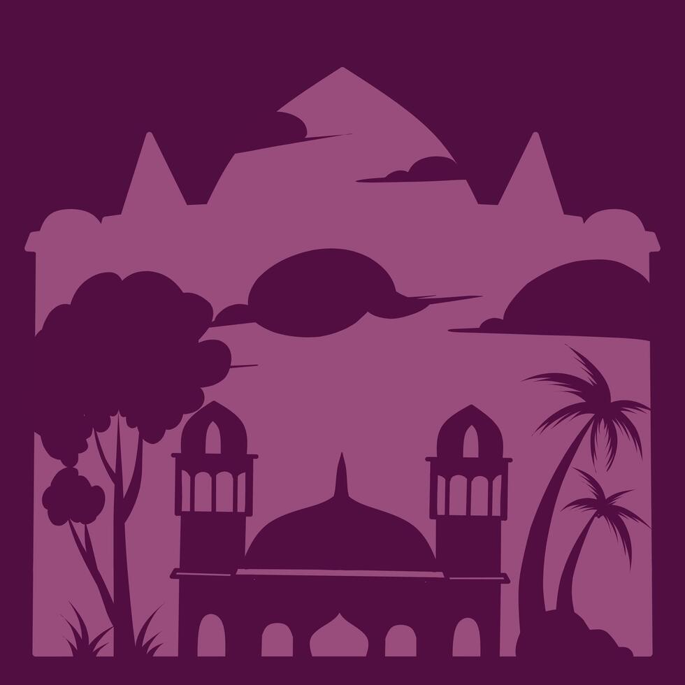 mosque silhouette set vector Ramadhan kareem