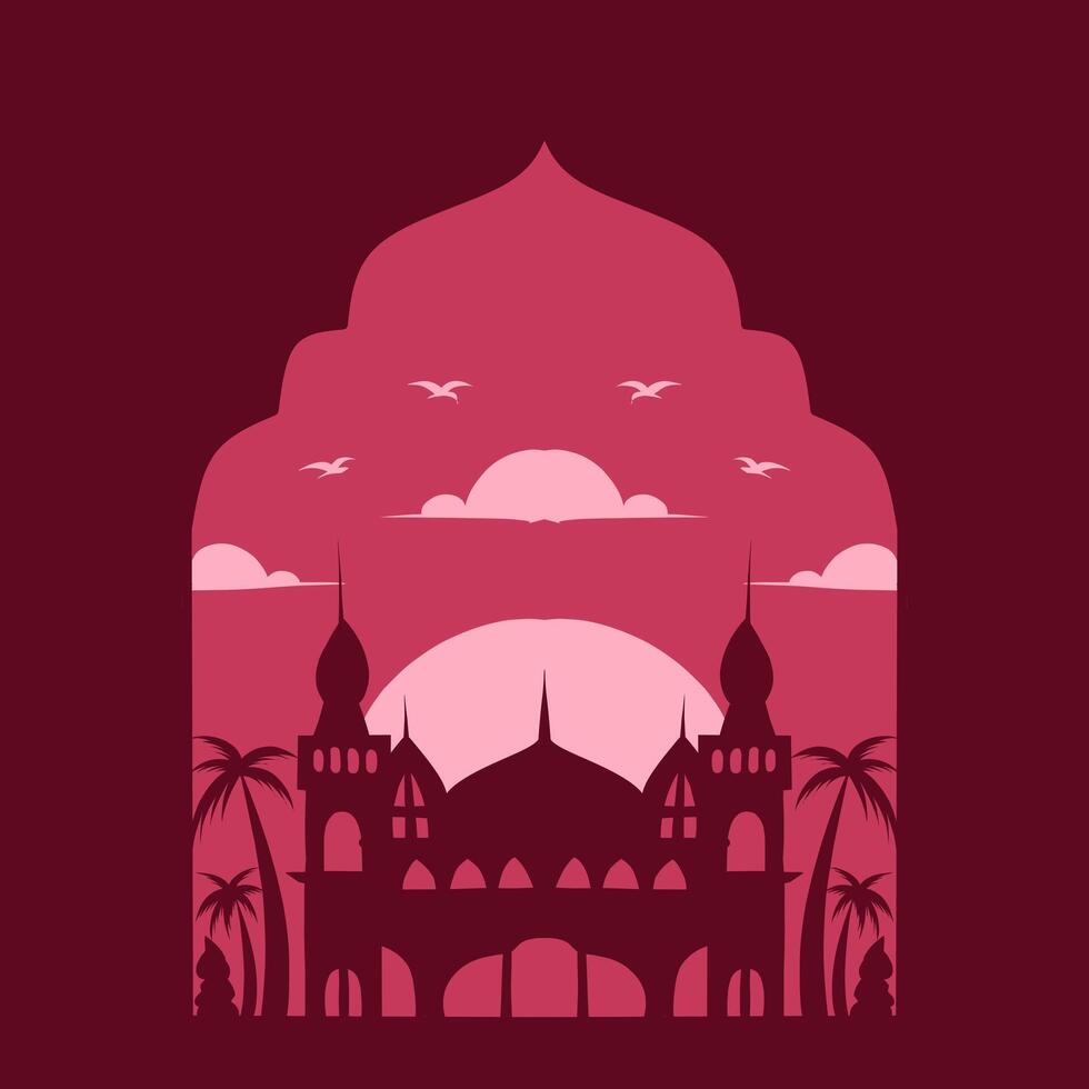 mezquita silueta conjunto vector ramadhan kareem