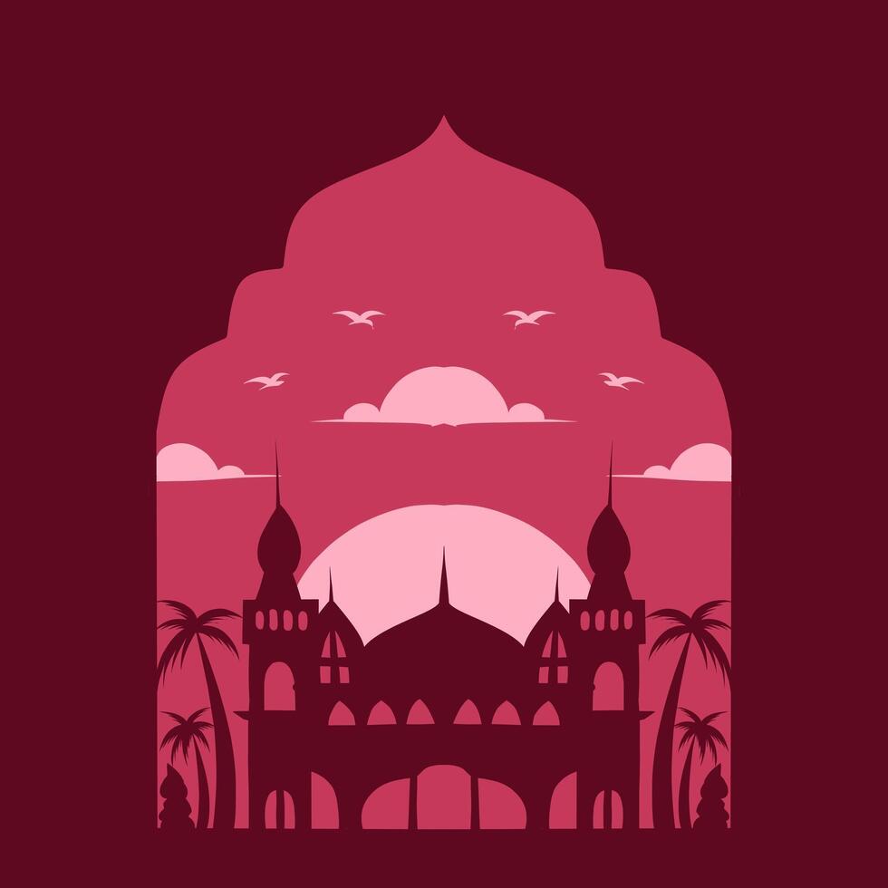 mosque silhouette set vector Ramadhan kareem
