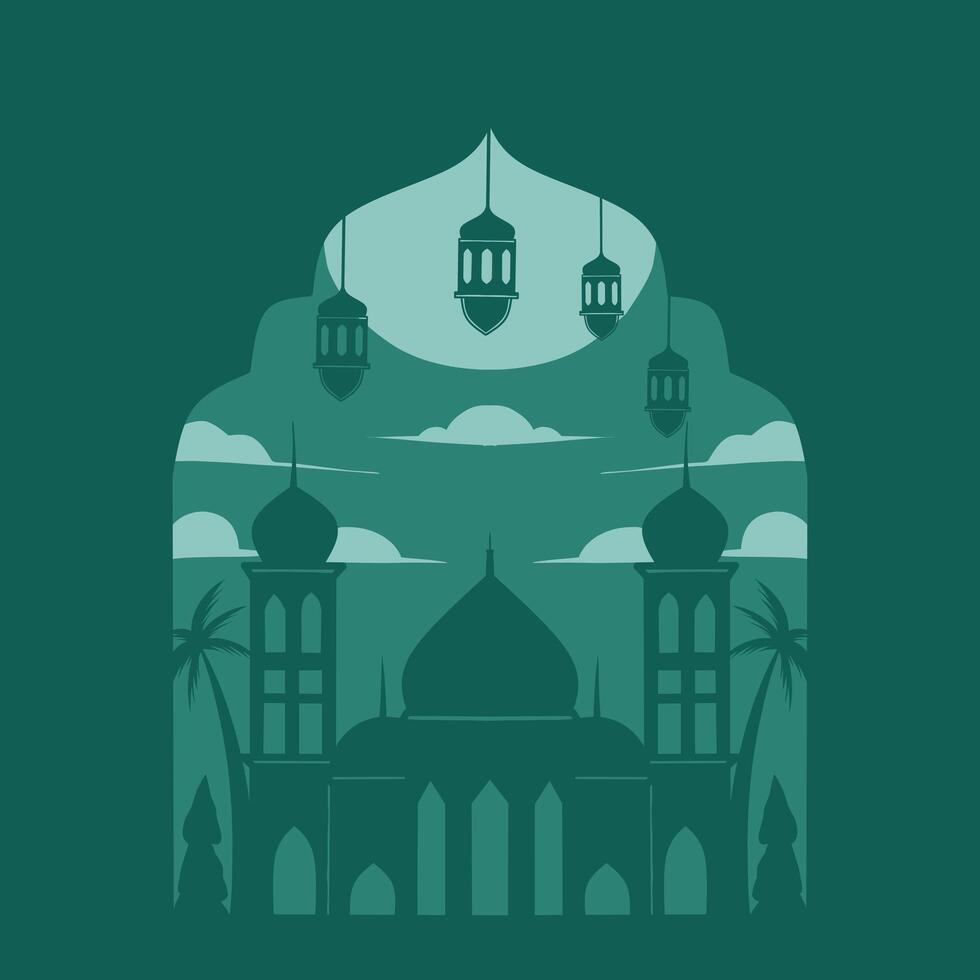 mezquita silueta conjunto vector ramadhan kareem