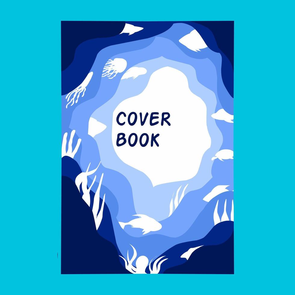 colección de plantillas de portada de libros temáticos de naturaleza minimalista. con ilustración vectorial del océano, pequeña isla, barcos de pesca y olas en la playa. vector