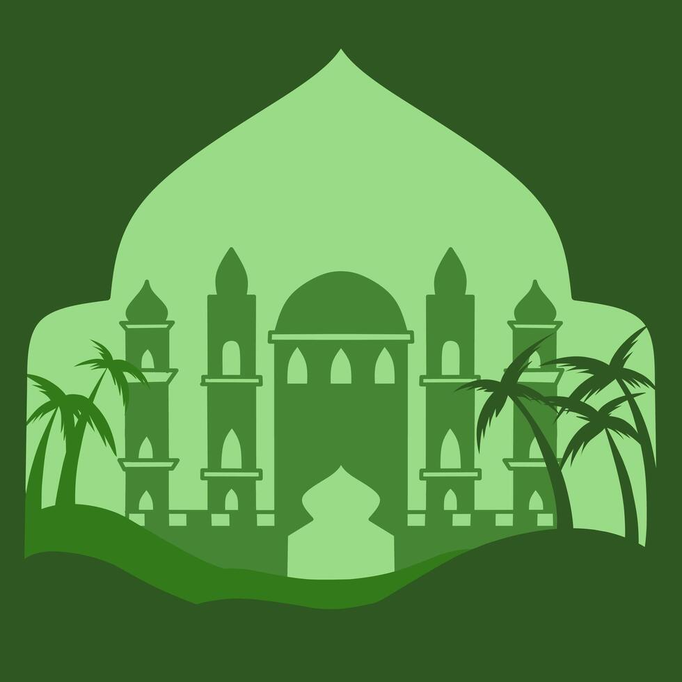 mosque silhouette set vector Ramadhan kareem