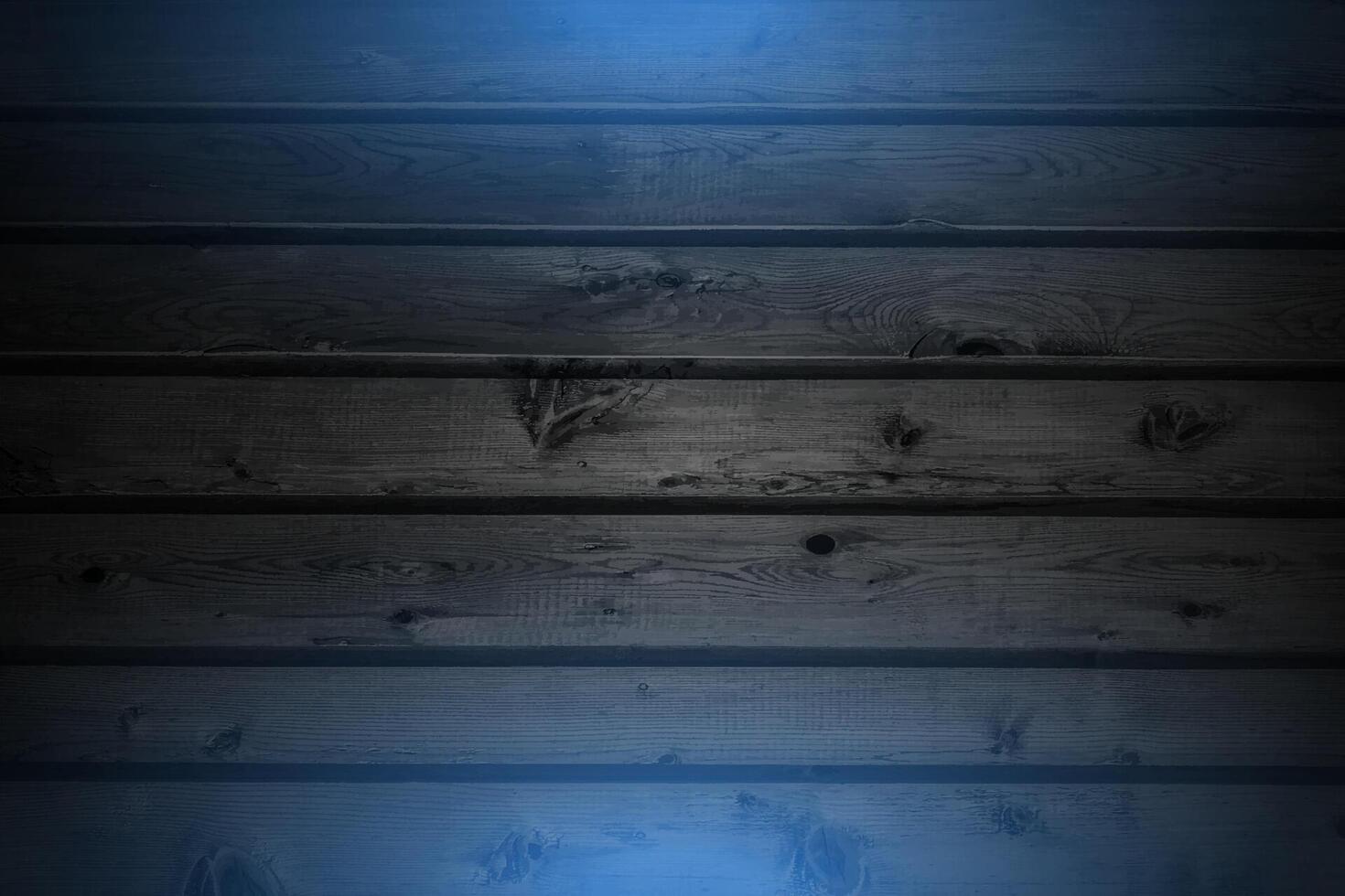 Grunge wooden planks with blue neon illumination abstract background vector