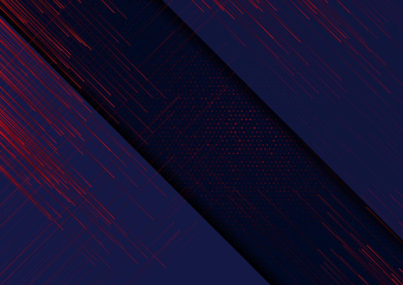 Red lines and dots on dark blue abstract background vector