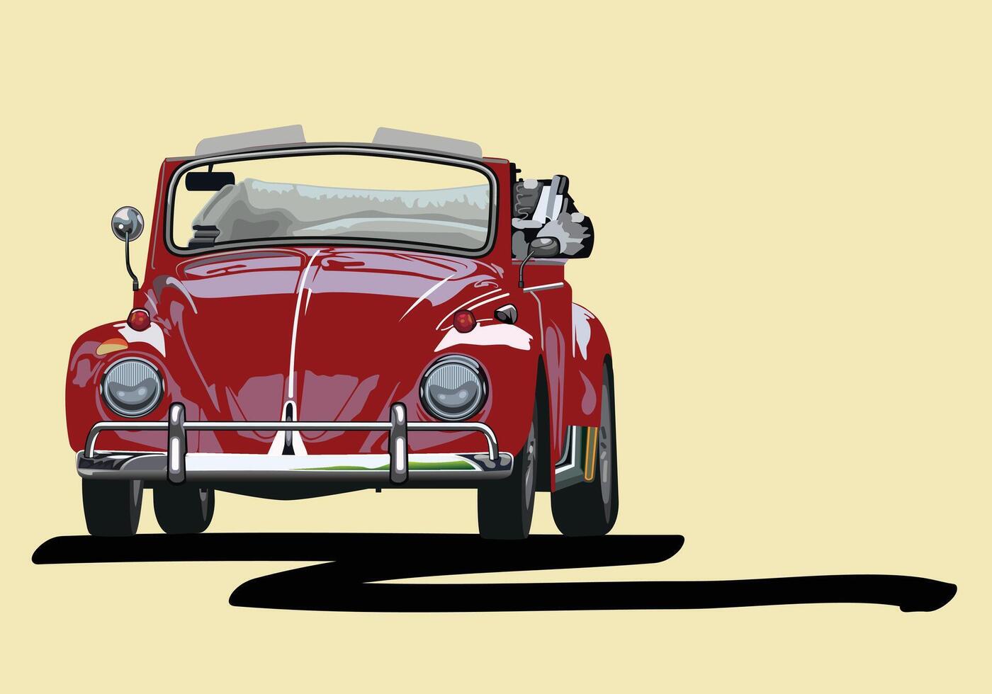 Red classic car vector for background design.