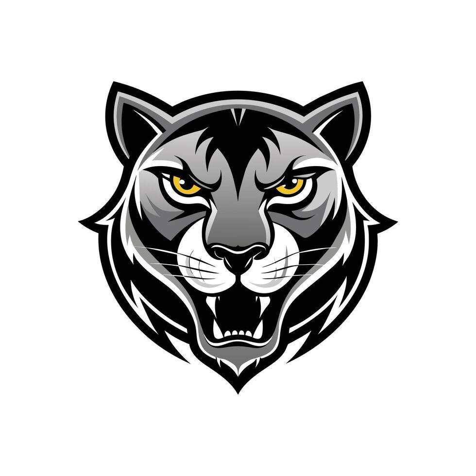 AI generated Head of a lion vector illustration mascot face art black and white design on white a white background