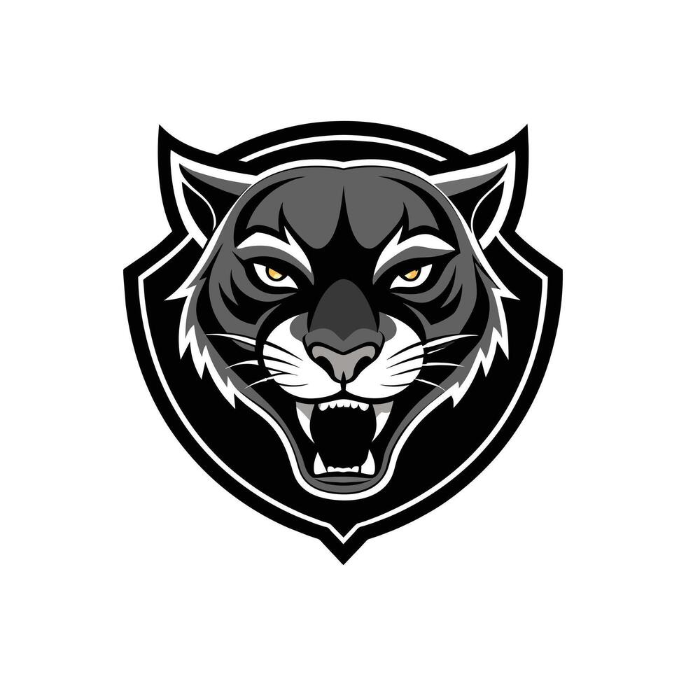 AI generated Head of a lion vector illustration mascot face art black and white design on white a white background