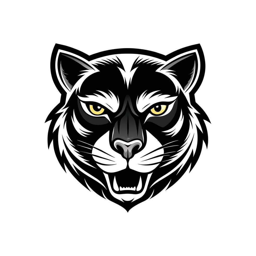 AI generated Head of a lion vector illustration mascot face art black and white design on white a white background