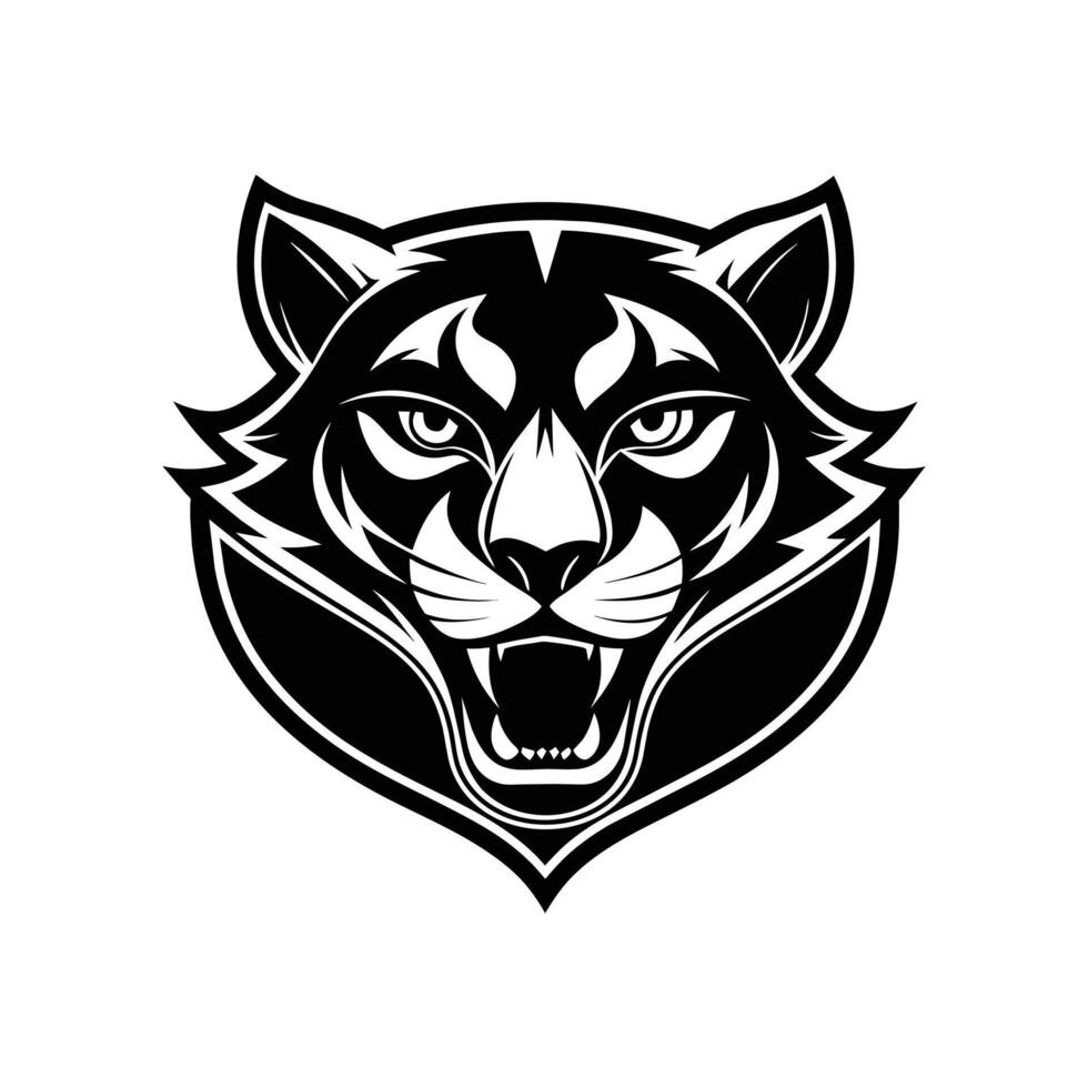 AI generated Head of a lion vector illustration mascot face art black and white design on white a white background
