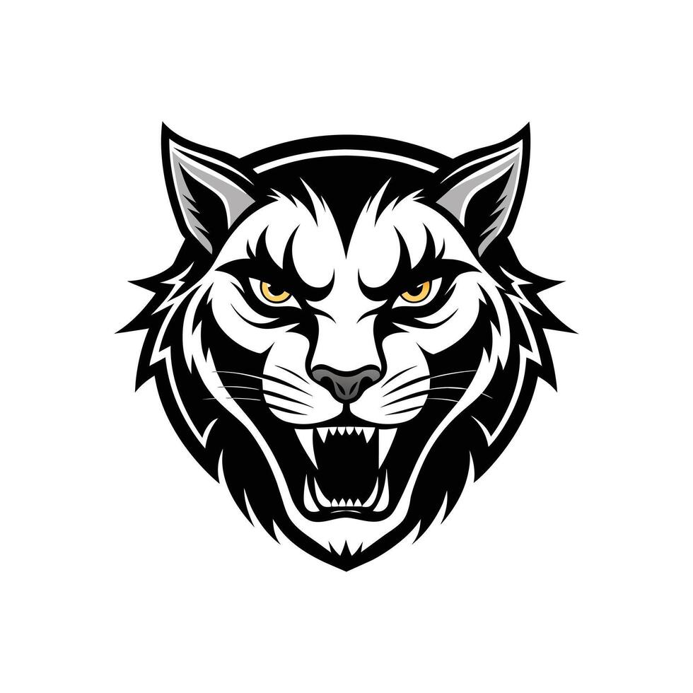 AI generated Head of a lion vector illustration mascot face art black and white design on white a white background