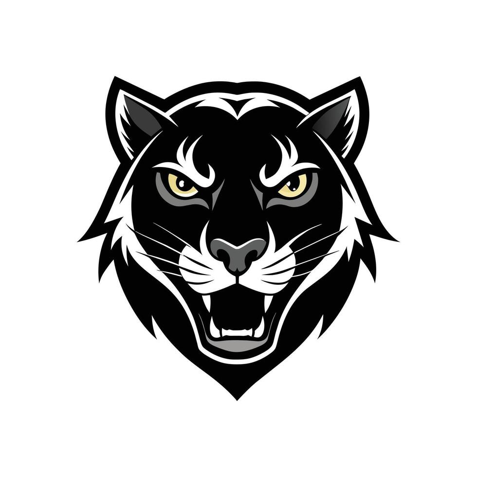 AI generated Head of a lion vector illustration mascot face art black and white design on white a white background
