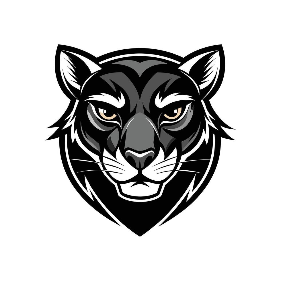 AI generated Head of a lion vector illustration mascot face art black and white design on white a white background