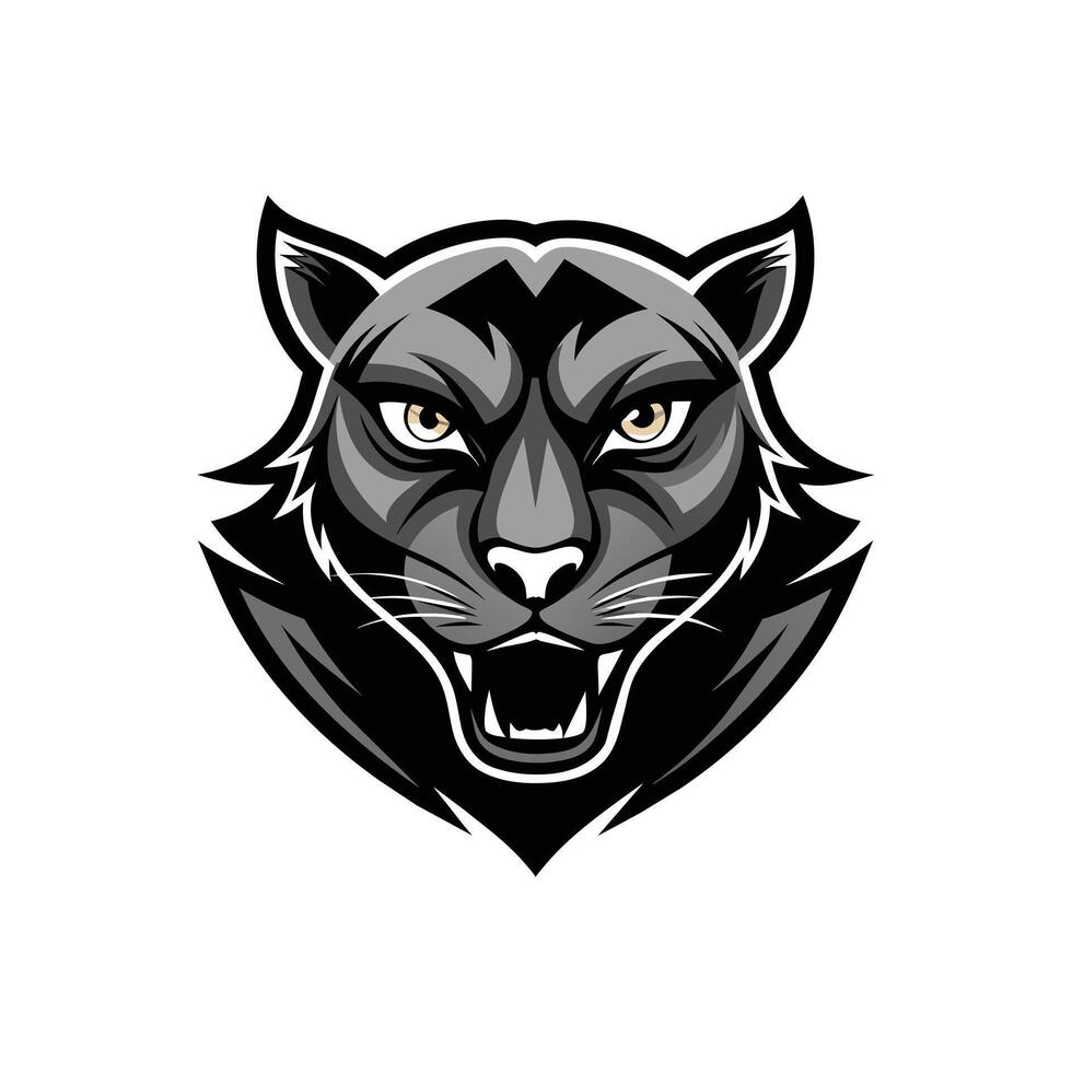 AI generated Head of a lion vector illustration mascot face art black and white design on white a white background