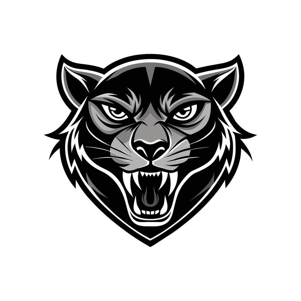 AI generated Head of a lion vector illustration mascot face art black and white design on white a white background