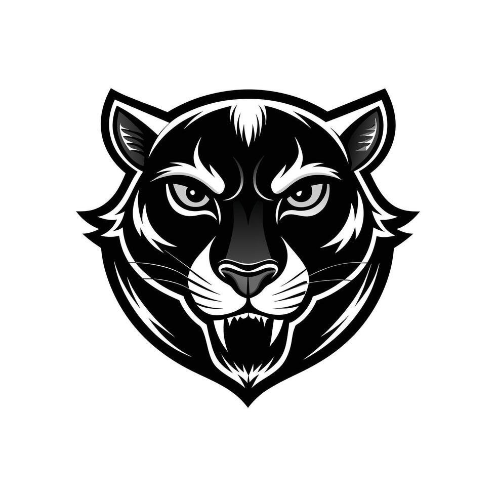 AI generated Head of a lion vector illustration mascot face art black and white design on white a white background