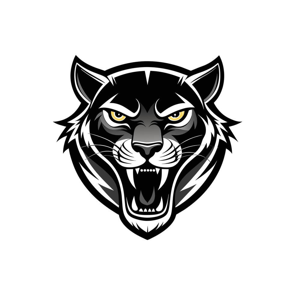 AI generated Head of a lion vector illustration mascot face art black and white design on white a white background