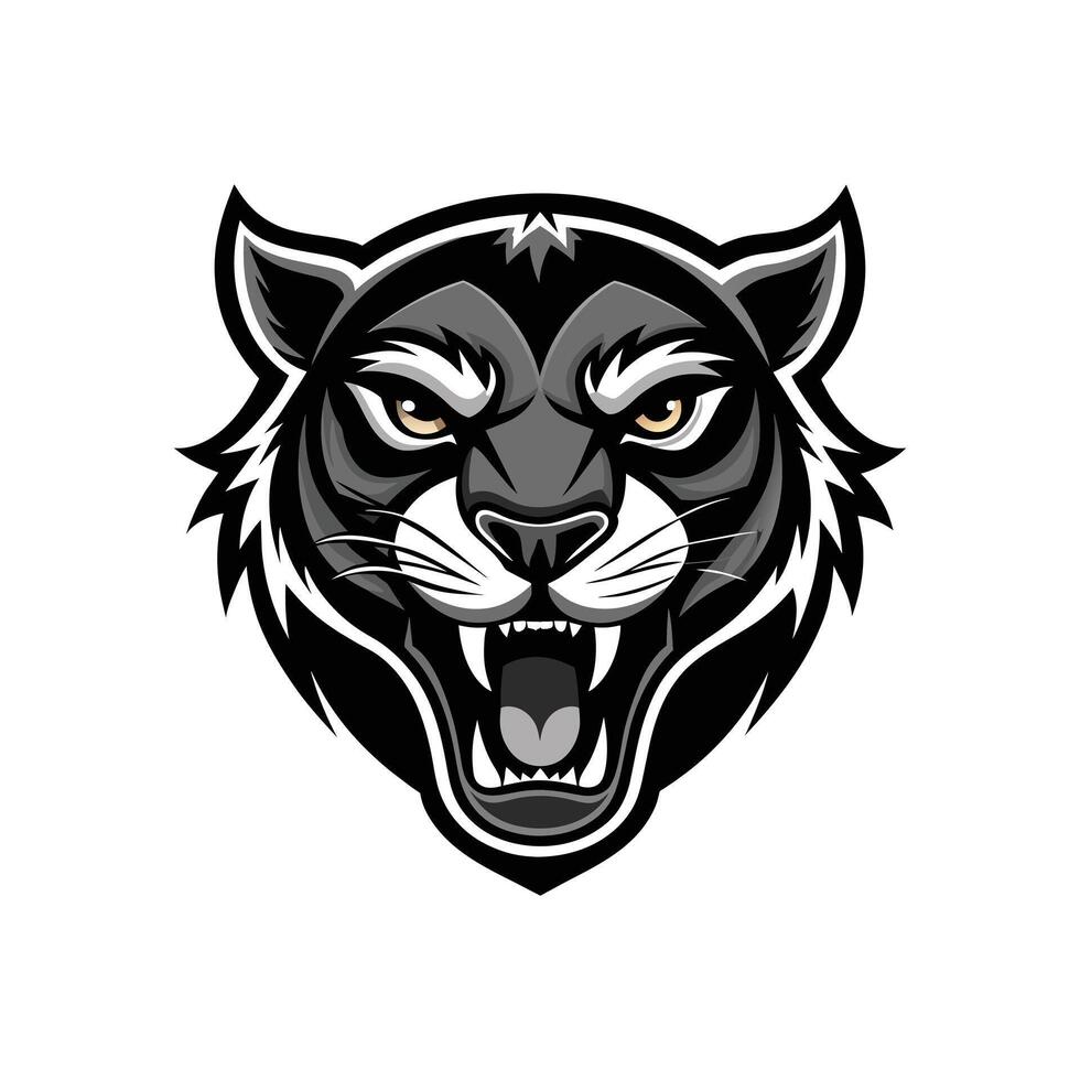 AI generated Head of a lion vector illustration mascot face art black and white design on white a white background