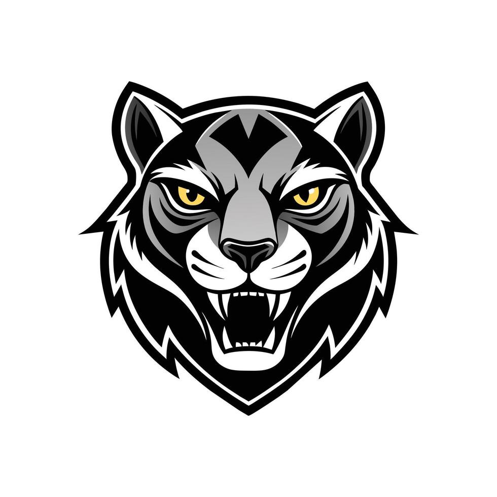 AI generated Head of a lion vector illustration mascot face art black and white design on white a white background