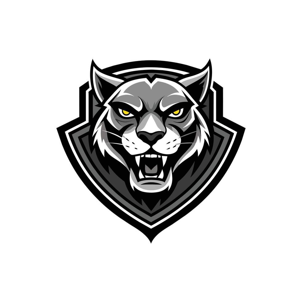 AI generated Head of a lion vector illustration mascot face art black and white design on white a white background