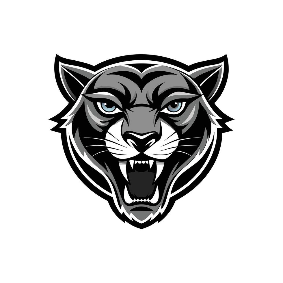 AI generated Head of a lion vector illustration mascot face art black and white design on white a white background