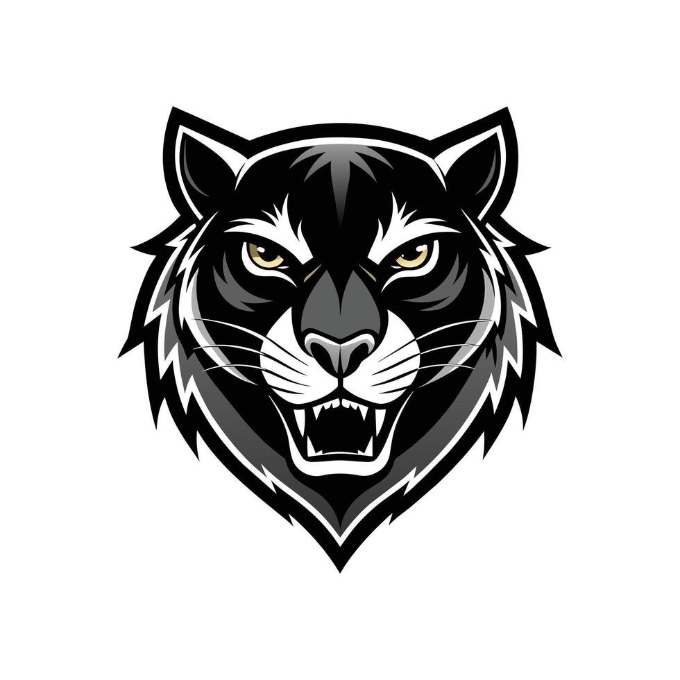 AI generated Head of a lion vector illustration mascot face art black and white design on white a white background