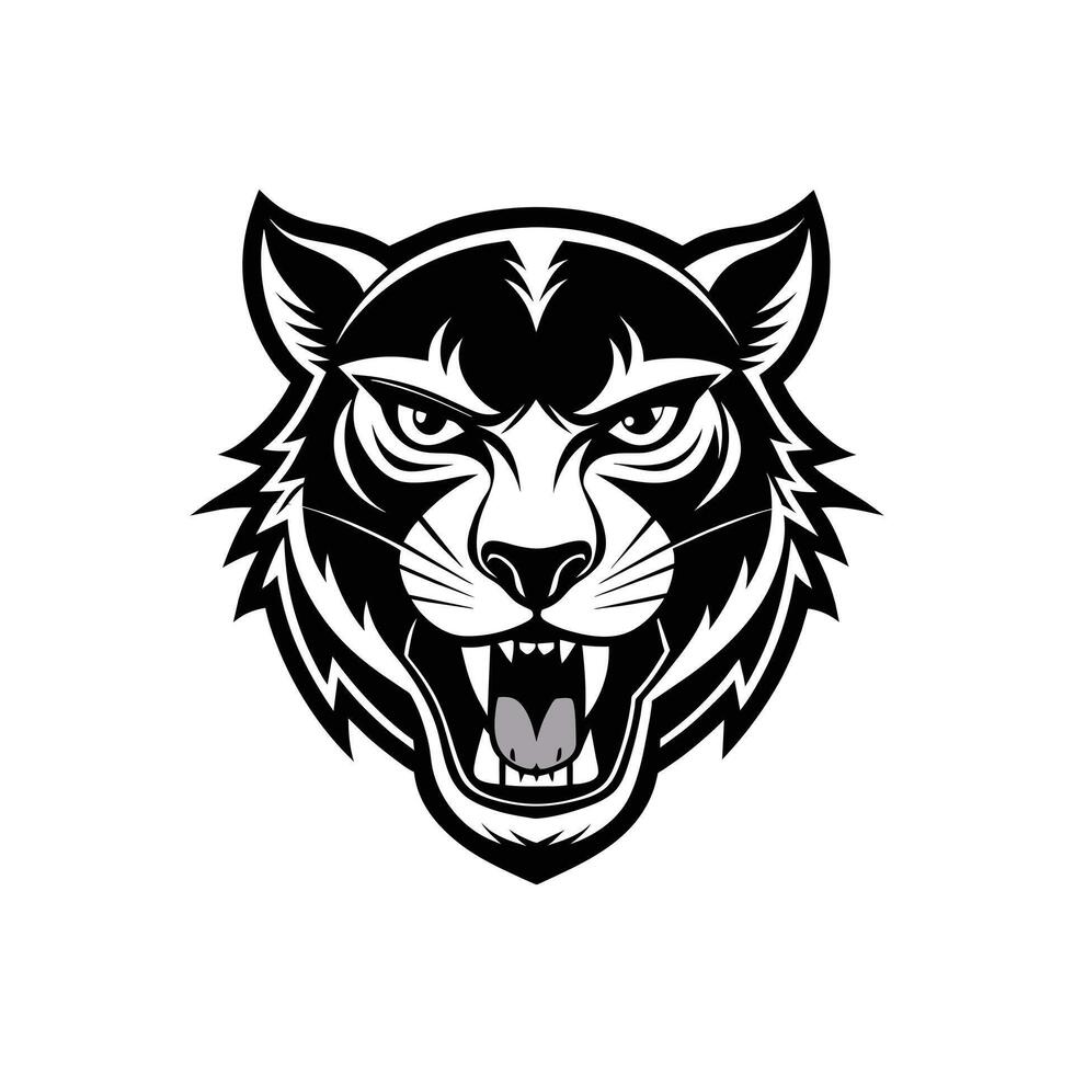 AI generated Head of a lion vector illustration mascot face art black and white design on white a white background