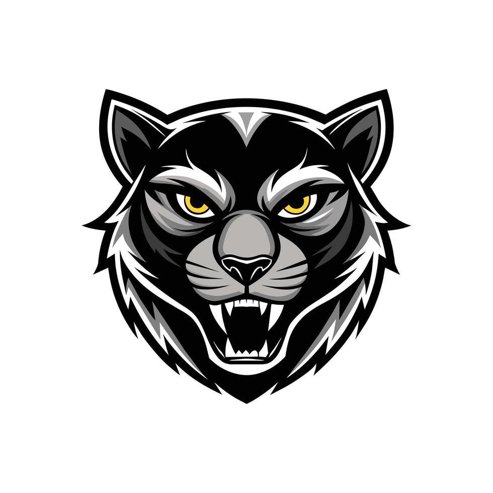 AI generated Head of a lion vector illustration mascot face art black and white design on white a white background