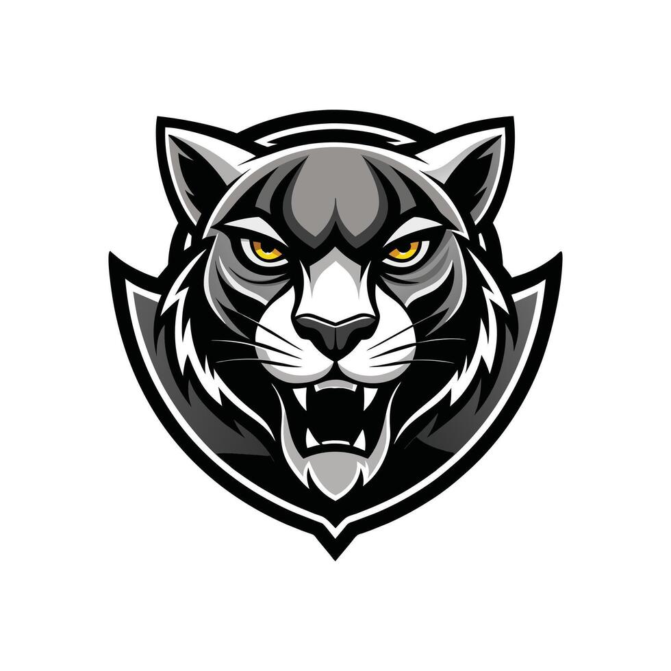 AI generated Head of a lion vector illustration mascot face art black and white design on white a white background