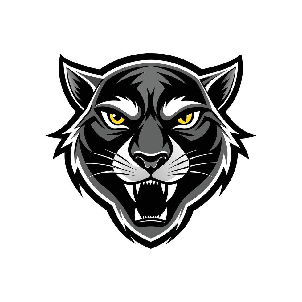 AI generated Head of a lion vector illustration mascot face art black and white design on white a white background