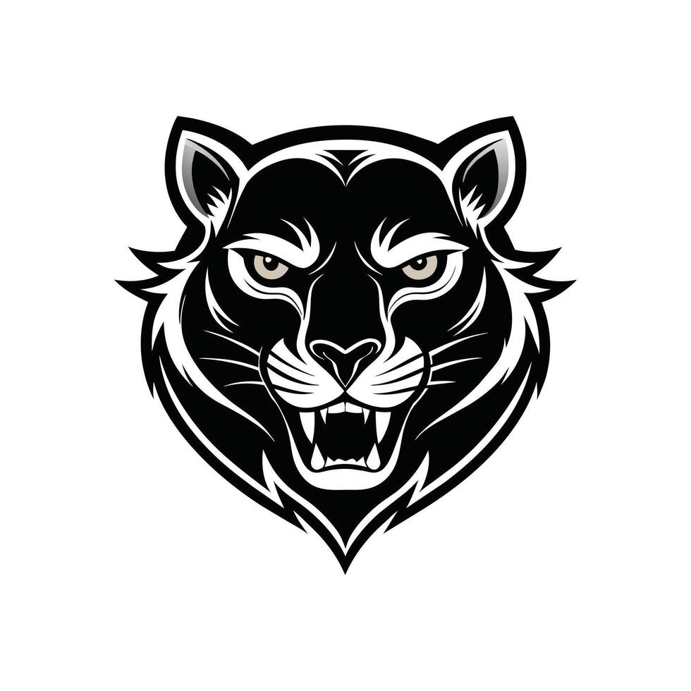 AI generated Head of a lion vector illustration mascot face art black and white design on white a white background