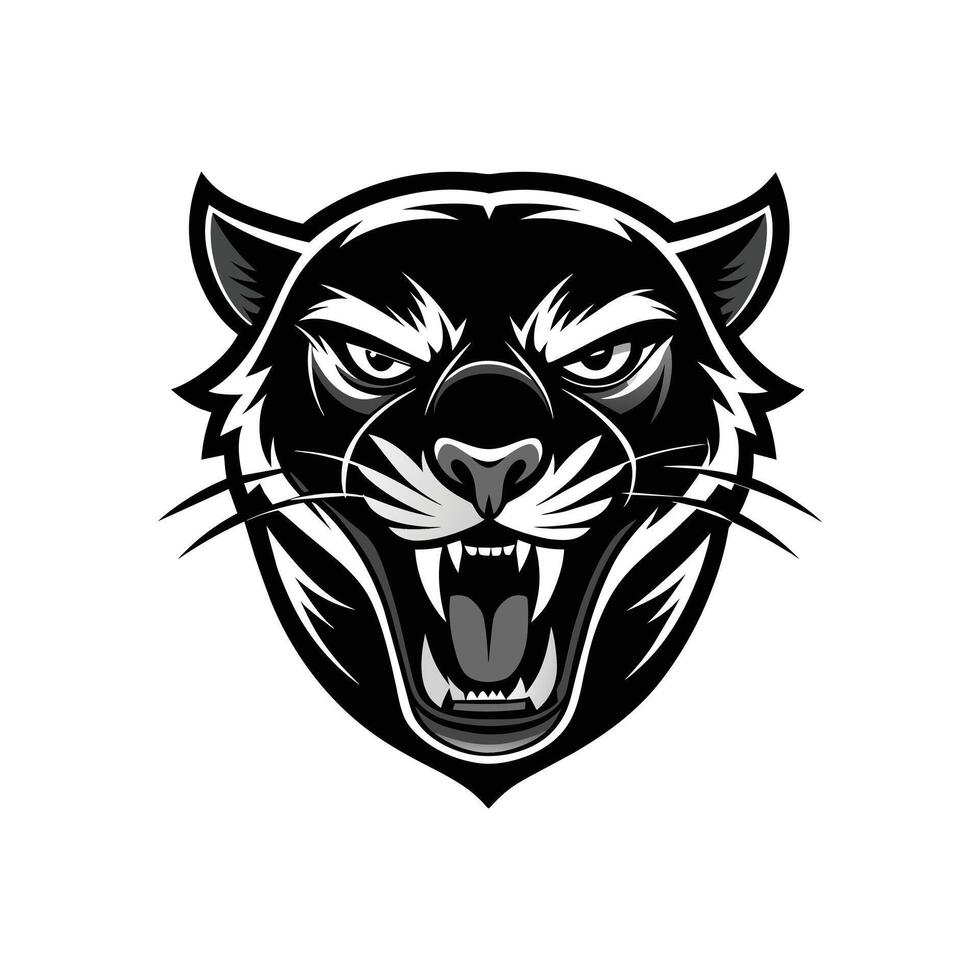 AI generated Head of a lion vector illustration mascot face art black and white design on white a white background