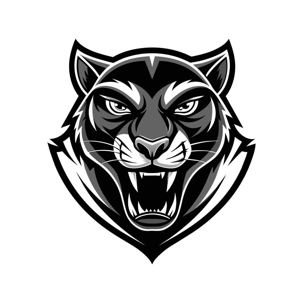 AI generated Head of a lion vector illustration mascot face art black and white design on white a white background