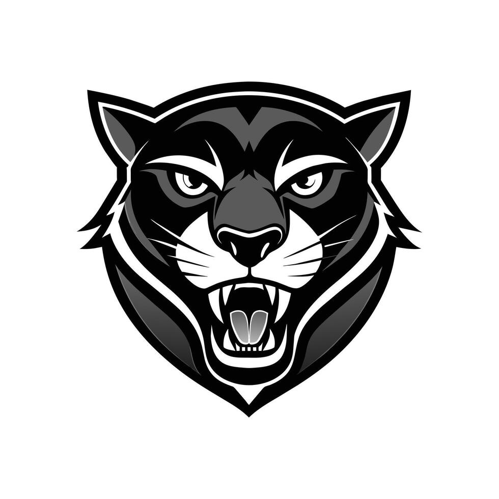AI generated Head of a lion vector illustration mascot face art black and white design on white a white background