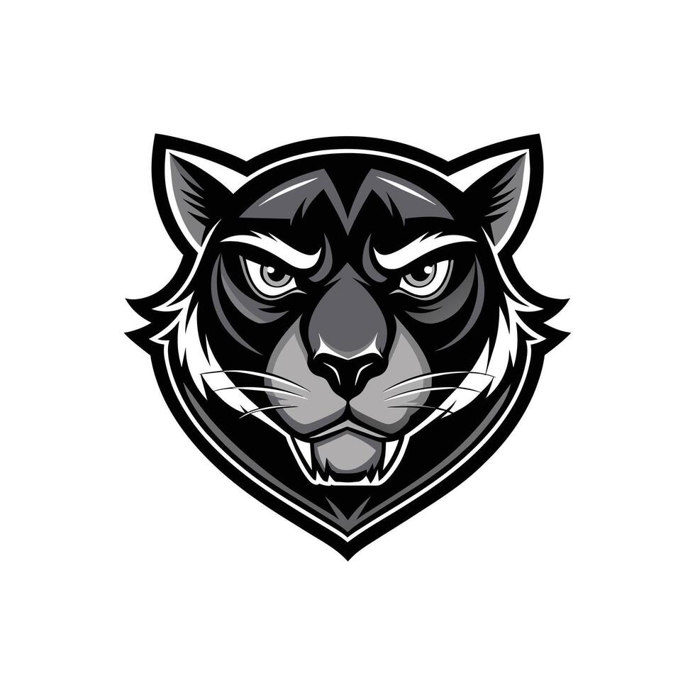 AI generated Head of a lion vector illustration mascot face art black and white design on white a white background