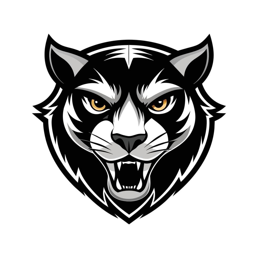 AI generated Head of a lion vector illustration mascot face art black and white design on white a white background