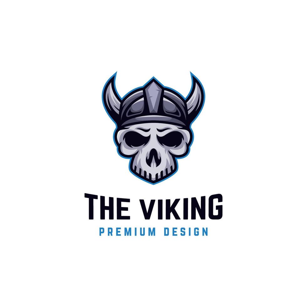 mascot e-sport viking skull logo design with helmet old graphic element  symbol for military ancient logo template illustration vector