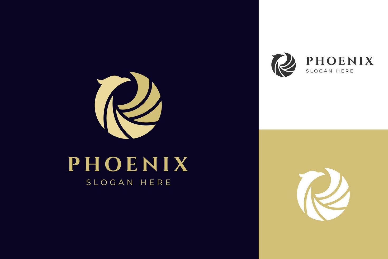 abstract elegant phoenix logo icon design. circle shape eagle falcon simple animal logo with feather symbol for identity symbol vector