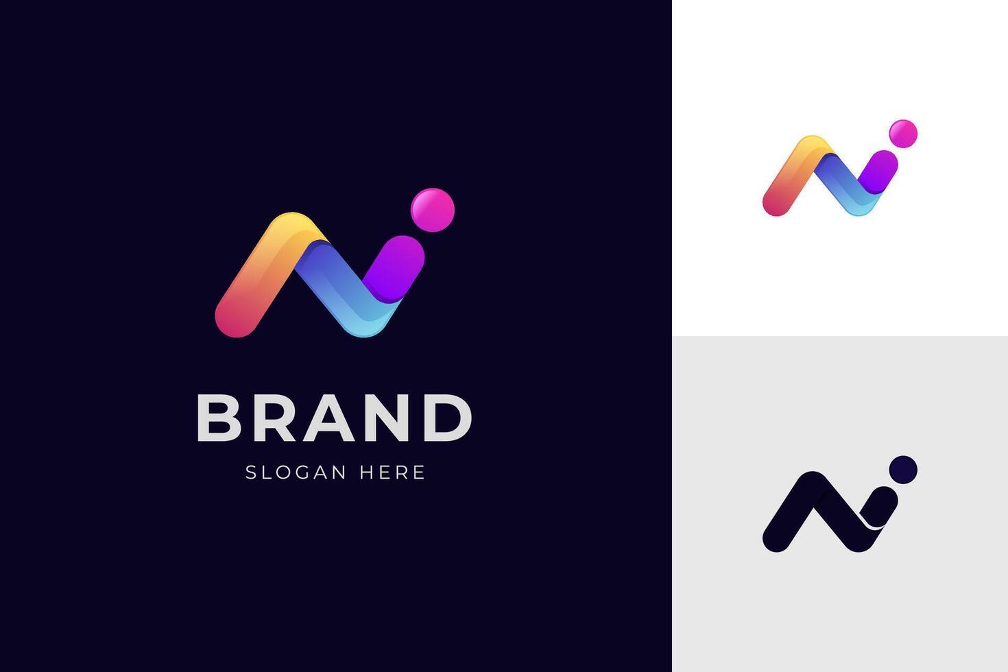 letter ai identity logo design with multicolor shape icon design element, minimalist style for business technology and company identity vector