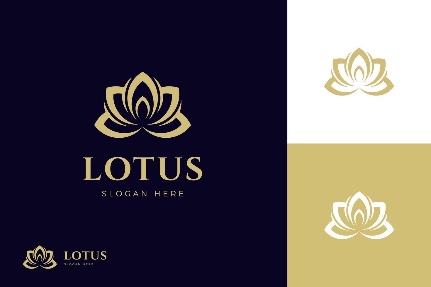 dorado flor loto logo icono diseño. vector naturaleza floral elegante logo símbolo para piel cuidado, masaje marca identidad