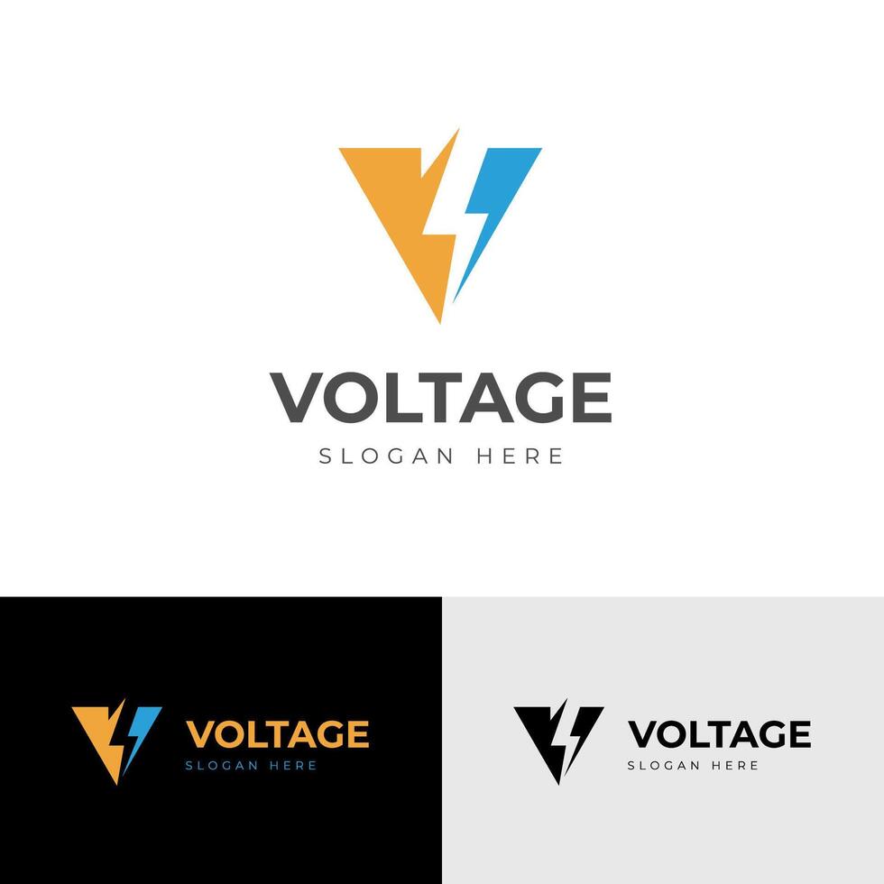triangle or danger light bolt logo icon design for voltage, electric graphic element design vector