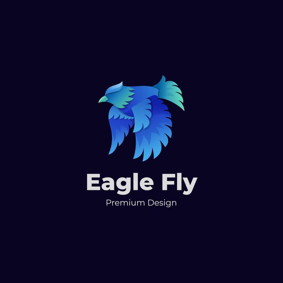 gradient flying eagle logo design illustration, animal phoenix, hawk, falcon bird logo graphic element, vector logo template
