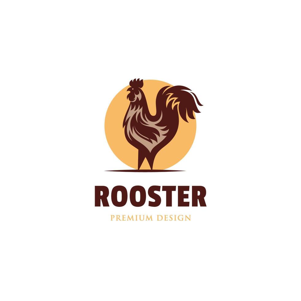 vintage rooster silhouette logo design illustration. poultry chickens roosters vector logo template