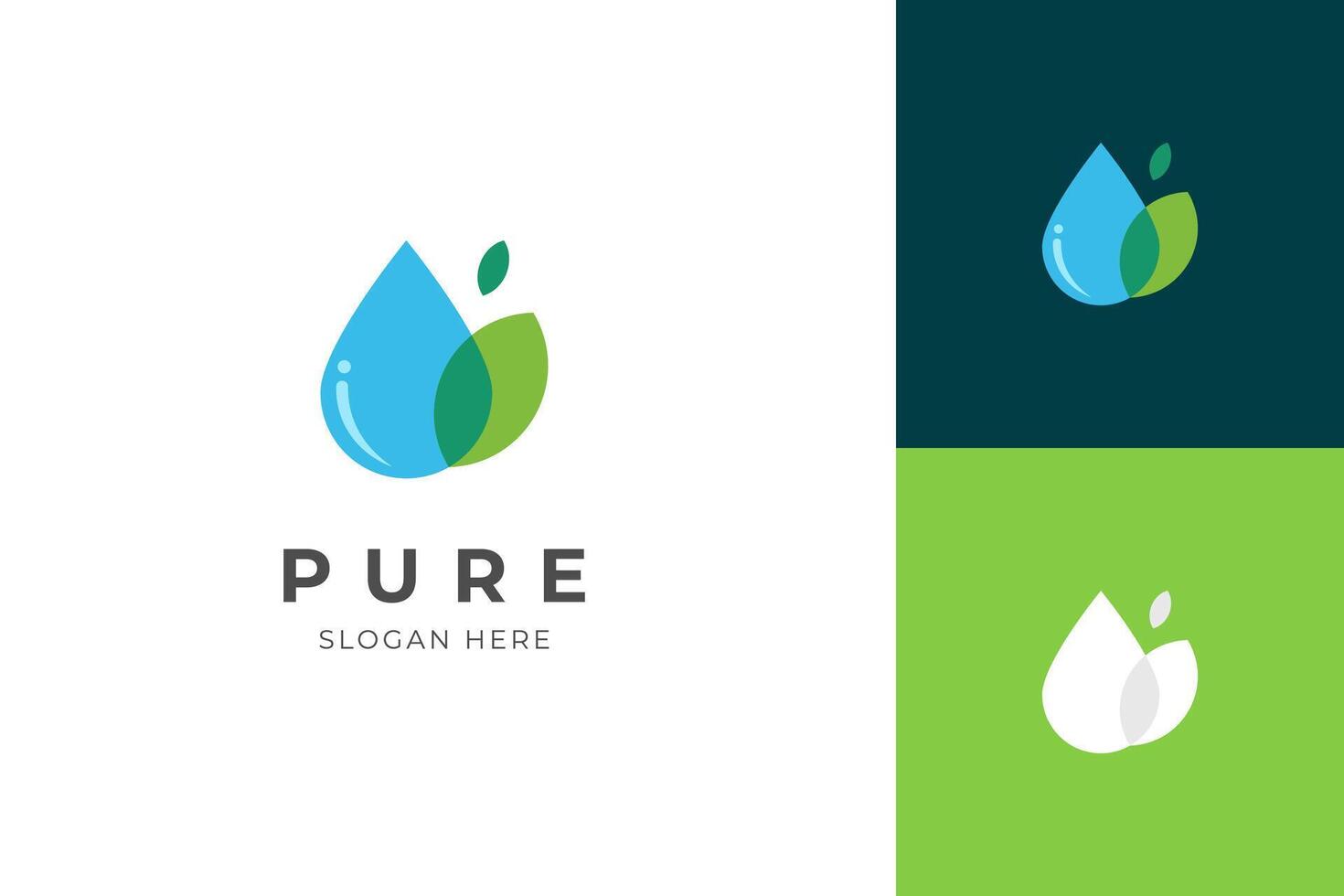 agua soltar hoja naturaleza logo icono diseño. gotas puro mineral orgánico símbolo diseño concepto vector ilustración