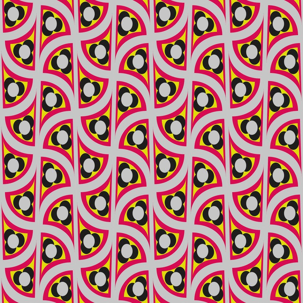 Seamless graphic vector pattern in art deco style with arches, graphic flowers and abstract shapes